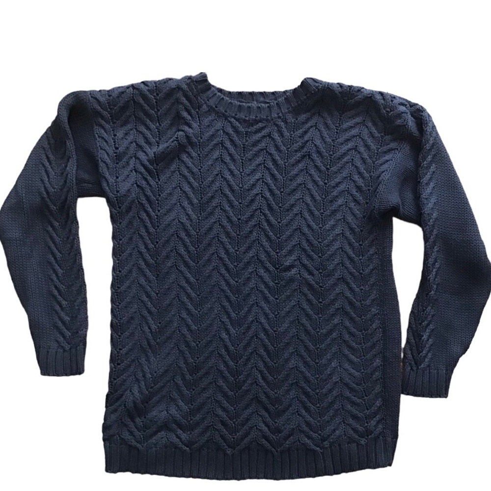 Vintage Wainscott Cotton Cable Knit Crew Neck Sweater